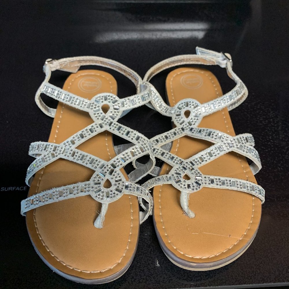 Wonder Nation Silver Strappy Sandals 12